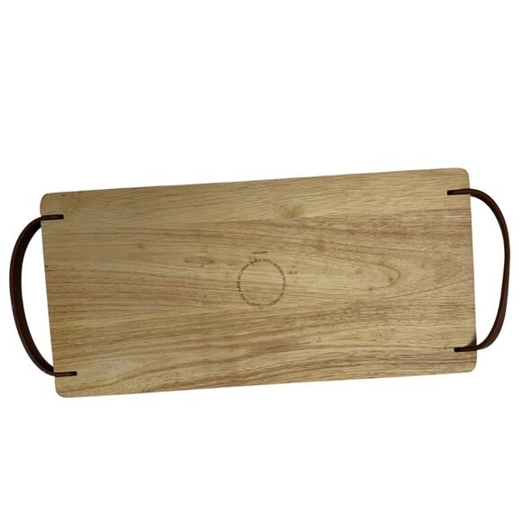Nespresso Wood Serving Tray with Leather Handles 15" x 7" Modern Kitchen Decor - Picture 5 of 7